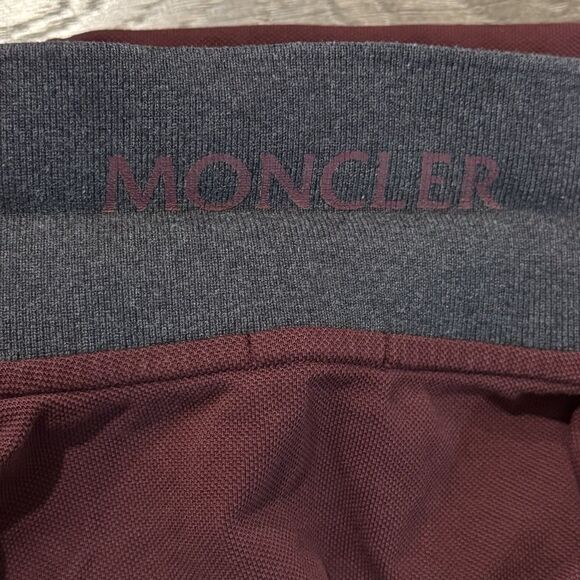 Moncler Polo Mens EU XXL Burgundy Short Sleeve Shirt Logo Patch designer Cotton - Picture 11 of 12